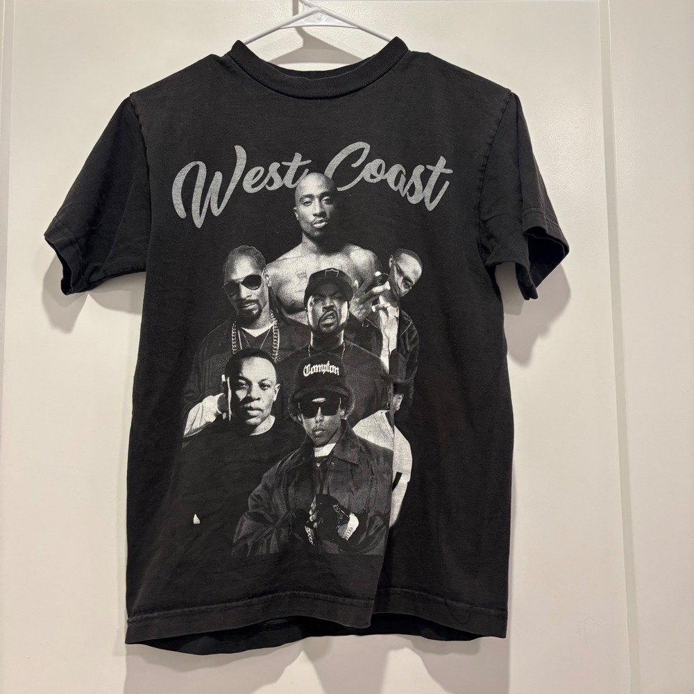 West Coast Hip Hop Legends T-Shirt Tupac Snoop Dogg Ice Cube Eazy-E Dr Dre Black